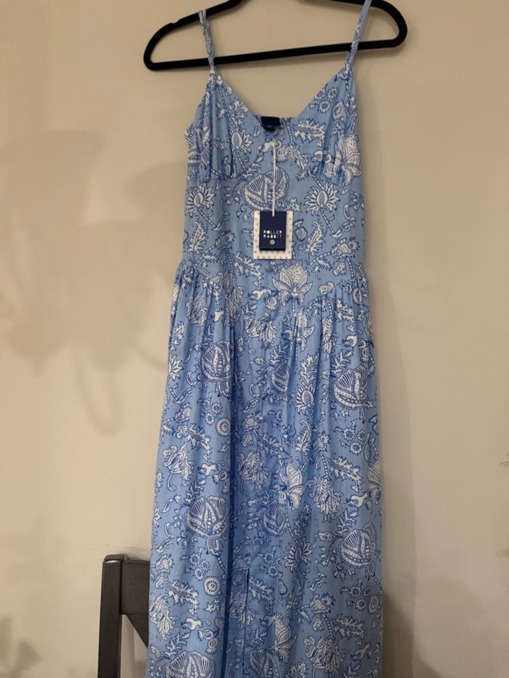 Roller Rabbit Light Blue and White Floral Maxi Dress